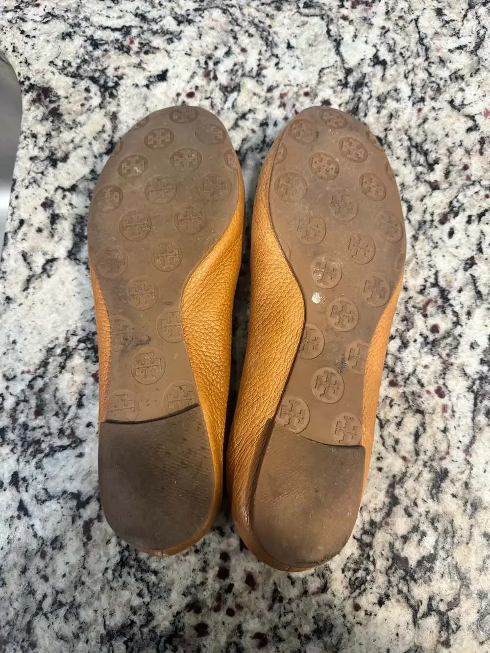 Tory Burch Reva Ballet Flats Tan Leather Sz 10 Fits 9.5